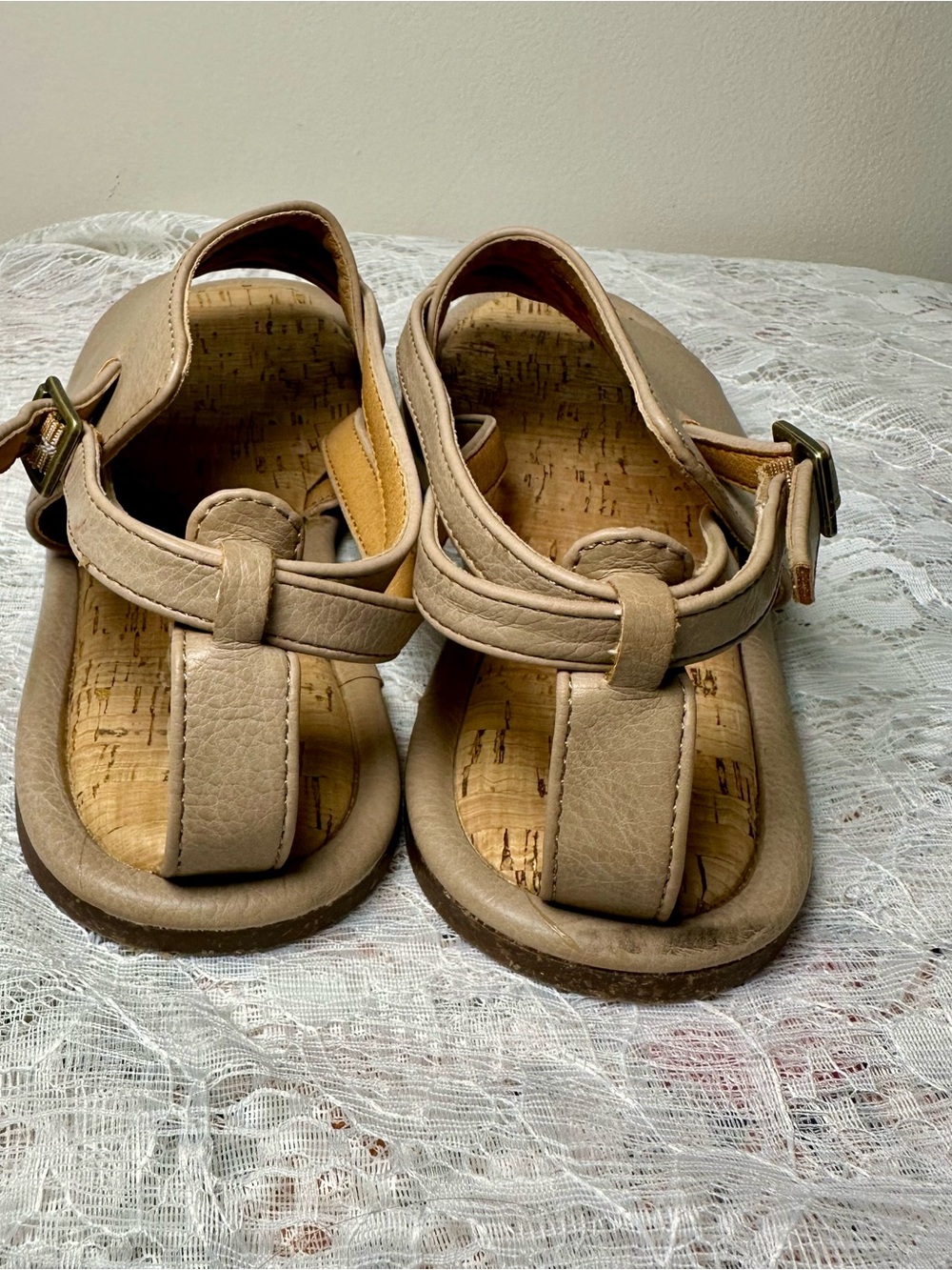 Kork-Ease Beige Leather Slingback Sandals - Picture 6 of 9